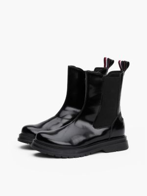 black patent chelsea boots for girls tommy hilfiger