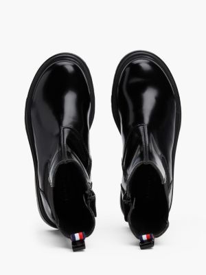 schwarz chelsea-boot mit lack-finish für mädchen - tommy hilfiger