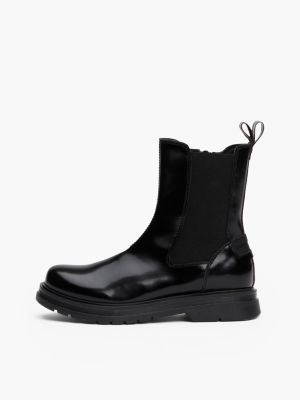 schwarz chelsea-boot mit lack-finish für mädchen - tommy hilfiger