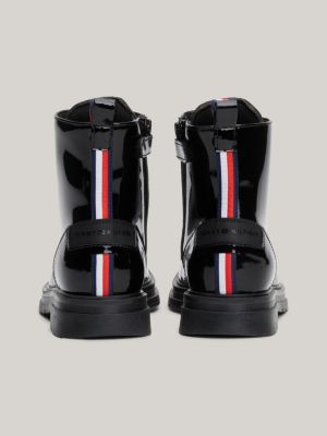 bottines vernies à lacets noir pour filles tommy hilfiger