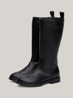 black leather boots for girls tommy hilfiger