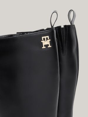 bottines en cuir noir pour filles tommy hilfiger