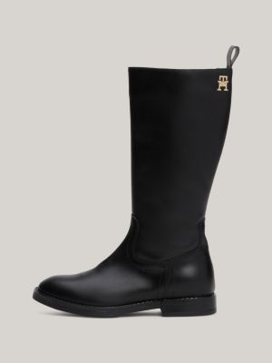 bottines en cuir noir pour filles tommy hilfiger