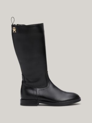 bottines en cuir noir pour filles tommy hilfiger