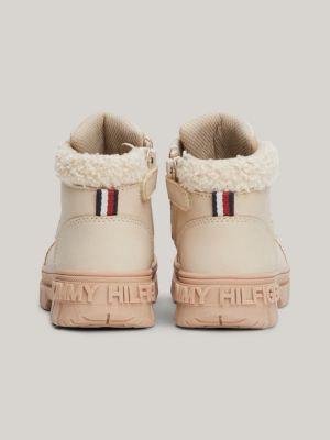 beige lace-up boots for girls tommy hilfiger