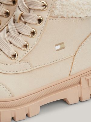 beige lace-up boots for girls tommy hilfiger