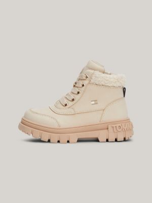 beige lace-up boots for girls tommy hilfiger