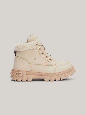 beige lace-up boots for girls tommy hilfiger