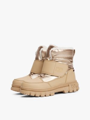 bottines à bordure en fausse fourrure or pour filles tommy hilfiger