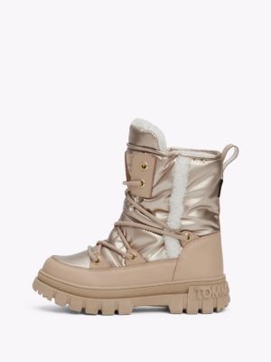 stivali con pelliccia sintetica oro da bambine tommy hilfiger