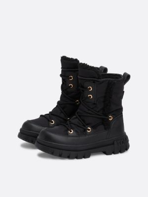 black faux fur boots for girls tommy hilfiger