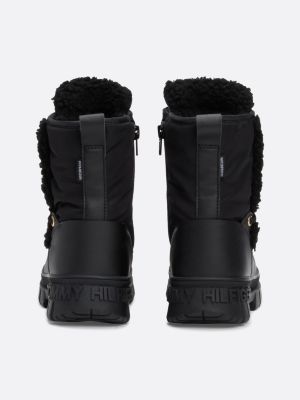 black faux fur boots for girls tommy hilfiger