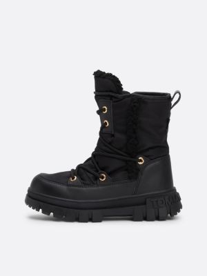 black faux fur boots for girls tommy hilfiger