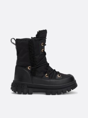 black faux fur boots for girls tommy hilfiger