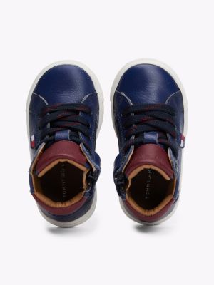 blau high-top sneaker aus leder für gender-inclusive kinder - tommy hilfiger