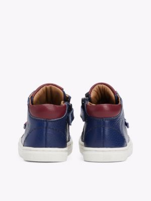 sneakers alte in pelle blu da gender-inclusive bambini tommy hilfiger