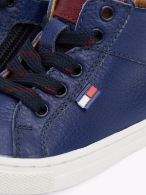 blau high-top sneaker aus leder für gender-inclusive kinder - tommy hilfiger