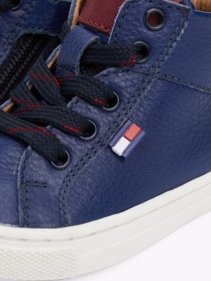 sneakers alte in pelle blu da gender-inclusive bambini tommy hilfiger