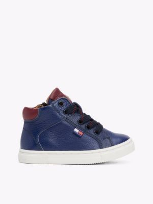 sneakers alte in pelle blue da gender-inclusive bambini tommy hilfiger