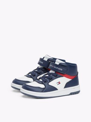 blau high-top sneaker mit klettverschluss für gender-inclusive kinder - tommy hilfiger