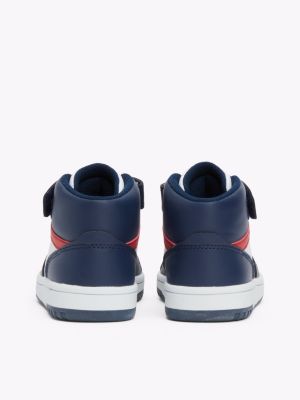 blau high-top sneaker mit klettverschluss für gender-inclusive kinder - tommy hilfiger