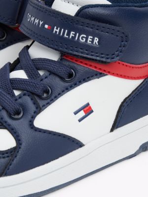 blau high-top sneaker mit klettverschluss für gender-inclusive kinder - tommy hilfiger