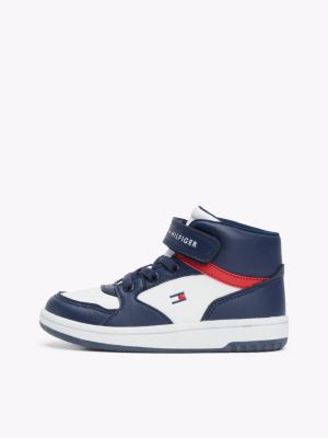 blau high-top sneaker mit klettverschluss für gender-inclusive kinder - tommy hilfiger