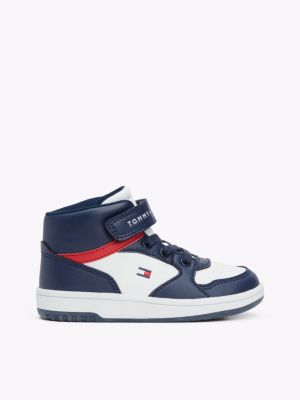 blau high-top sneaker mit klettverschluss für gender-inclusive kinder - tommy hilfiger