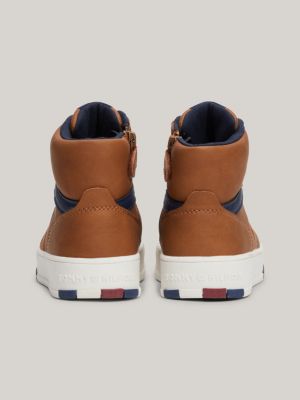 sneakers medie stringate marrone da gender-inclusive bambini tommy hilfiger