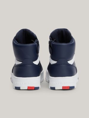 blue mid-top lace-up trainers for kids gender inclusive tommy hilfiger