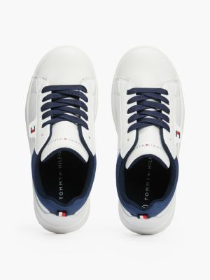 white lace-up trainers for kids gender inclusive tommy hilfiger