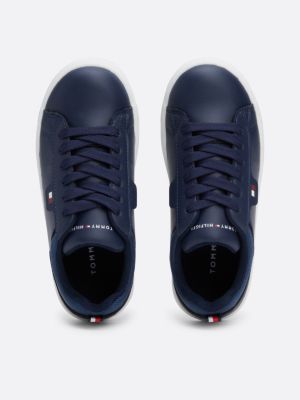 blue lace-up trainers for kids gender inclusive tommy hilfiger