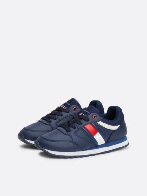 blue flag lace-up trainers for kids gender inclusive tommy hilfiger