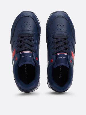 blue flag lace-up trainers for kids gender inclusive tommy hilfiger