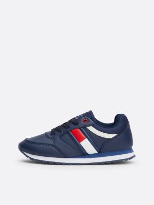 blue flag lace-up trainers for kids gender inclusive tommy hilfiger