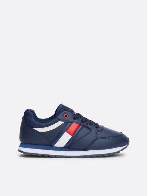 blue flag lace-up trainers for kids gender inclusive tommy hilfiger