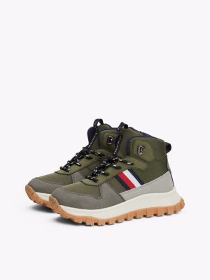 grey signature tape high-top trainers for boys tommy hilfiger