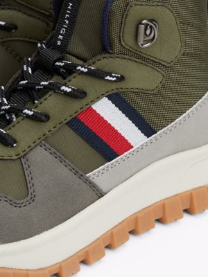 baskets montantes à bande emblématique gris pour garçons tommy hilfiger