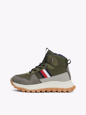 grey signature tape high-top trainers for boys tommy hilfiger