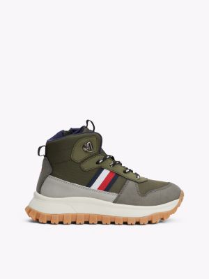 grey signature tape high-top trainers for boys tommy hilfiger