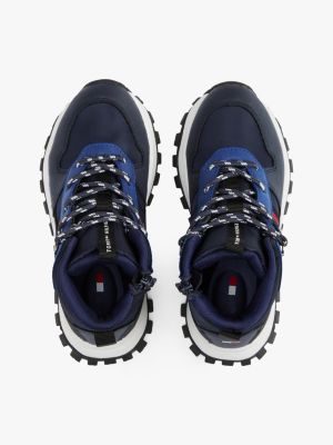 blue signature tape high-top trainers for boys tommy hilfiger