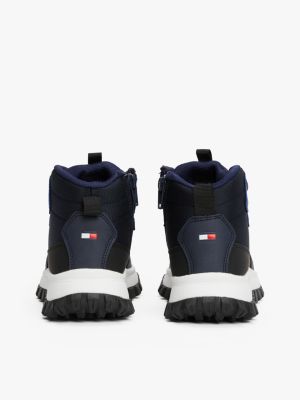 blue signature tape high-top trainers for boys tommy hilfiger