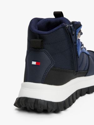 blue signature tape high-top trainers for boys tommy hilfiger