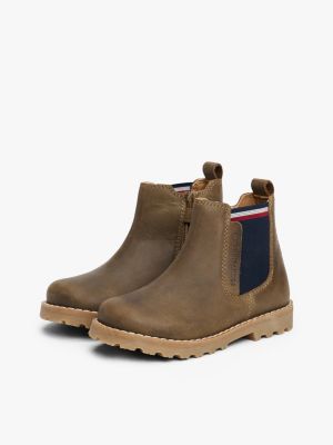 bottines chelsea en cuir vert pour enfants genre inclusif tommy hilfiger