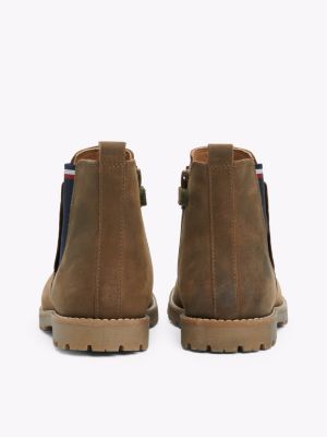 bottines chelsea en cuir vert pour enfants genre inclusif tommy hilfiger