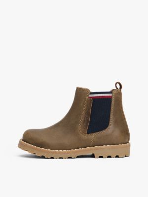 bottines chelsea en cuir vert pour enfants genre inclusif tommy hilfiger