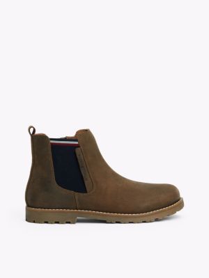 bottines chelsea en cuir vert pour enfants genre inclusif tommy hilfiger