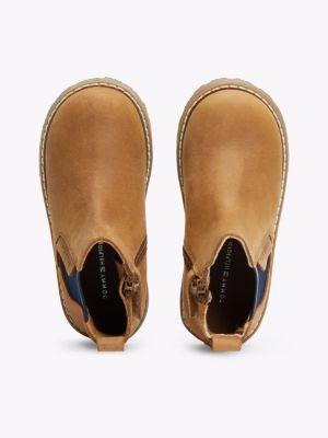 brown leather chelsea boots for kids gender inclusive tommy hilfiger