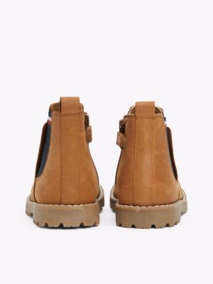 bottines chelsea en cuir marron pour enfants genre inclusif tommy hilfiger