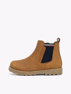 brown leather chelsea boots for kids gender inclusive tommy hilfiger